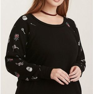 Torrid Skull Key Print Sleeve Sweatshirt (Size 2)